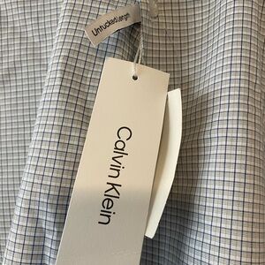 Calvin Klein Men's White and Blue Grid Shirt